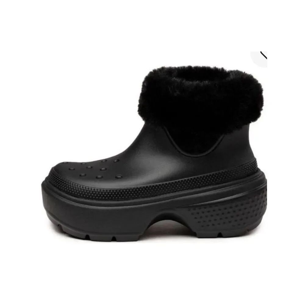 Crocs Stomp Lined Boots Faux Fur Trimmed US, Black, Size 11, NWOT